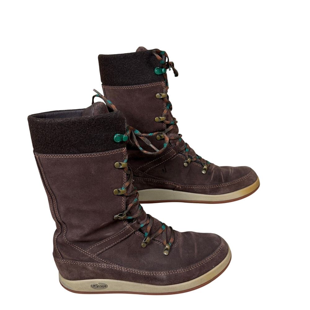 Chaco Uma Mid Calf Boots Suede Wool Water Resistant Chocolate Brown Women Sz 7.5